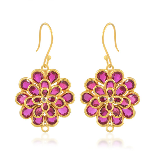 Sun-kissed Flower Drops Earrings Gold Plated With 14K Gold