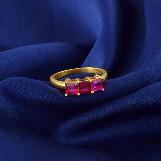 Sterling Silver Gold-Plated Rhyno Gemstone Unique Promise Ring