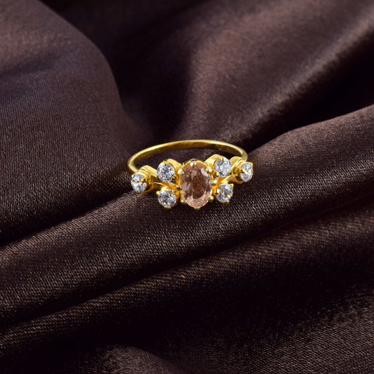 Yellow Oval Shape With Round Cut Sterling Silver Promise Ring