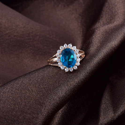 Classic Elegance Blue Crystal Rose Gold Promise Ring