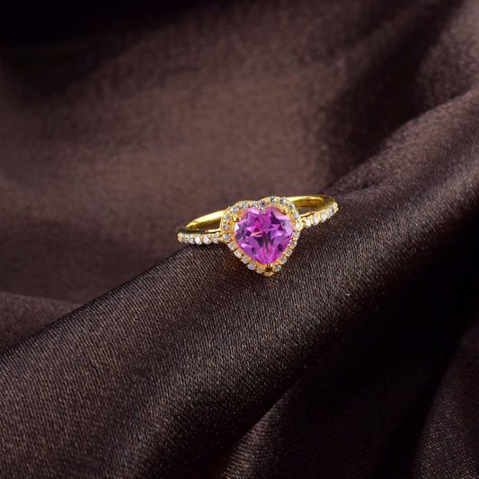 Purple Natural Amethyst Heart Classic Promise Ring
