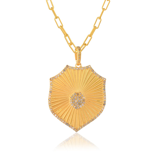 Shield Diamond Charm Pendant Beautiful Handmade Designer Shield Diamond 14k Solid Gold Charm PendantHandmade Pendant Jewelry Gift ideas