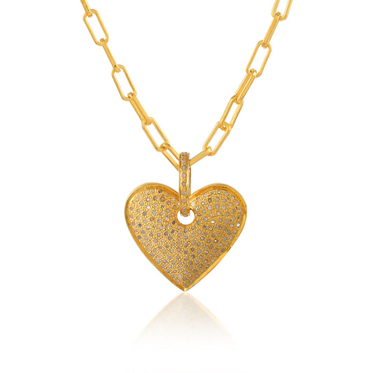 Heart Necklace 14K Solid Gold Pave Diamond Heart Necklace Natural Diamond Gold Heart Necklace Birthday Gift Anniversary Gift