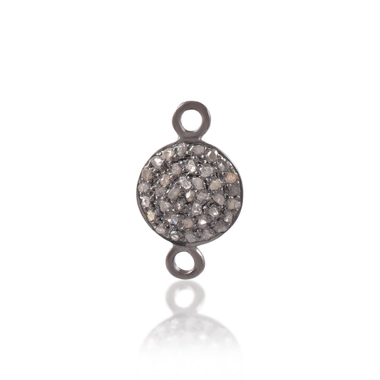 VALLAKI DISC pave diamond Connector Charm in black 925 sterling silver Unique minimalist gift for her masterpiece DIY Jewellery ideas
