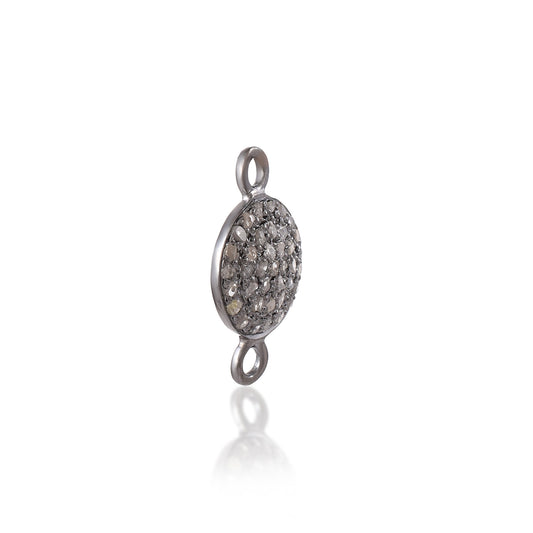 VALLAKI DISC pave diamond Connector Charm in black 925 sterling silver Unique minimalist gift for her masterpiece DIY Jewellery ideas