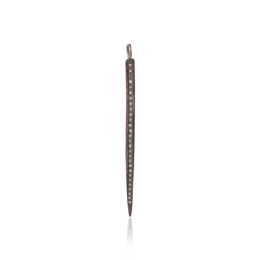 Pave DIAMOND SPIKE Charm Pendant Minimal DIY Jewellery 925 Silver Black Rhodium Spike Charm Pendant 45MM Spike Charm Handmade Gift ideas