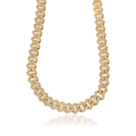 10mm Men's Miami Cuban Link Chain Necklace14K Gold 5X Layered Cuban Chain Bling Necklace CZ Diamond Choker ICY Bold BIKER Necklace Chain