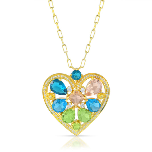 Stunning 925 Sterling Silver Pendant with 14k Gold Plating and AAA Grade Certified RHYNO Stone Embellishments