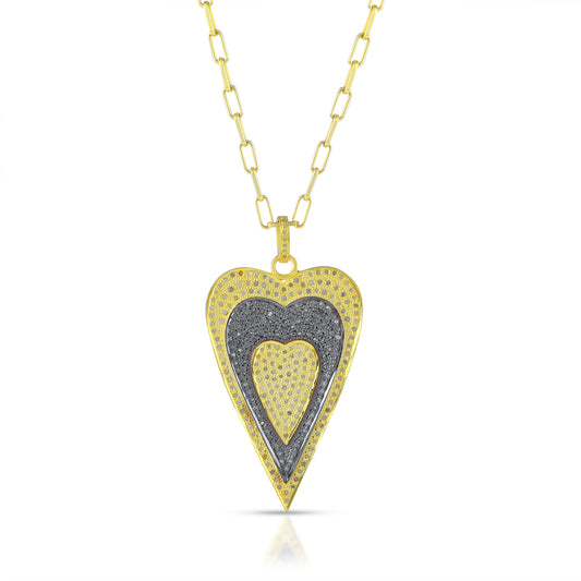 Dazzling Diamond Essence Golden Heart-Shaped Pendant Necklace