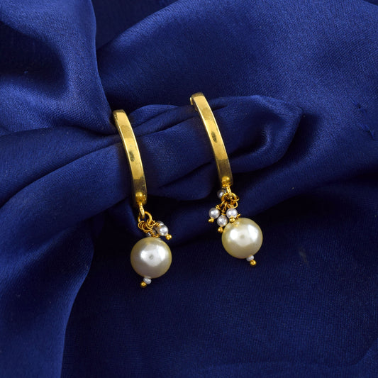 Handmade Bali Hoop Earrings in 18K Gold-Filled with Rhyno Stone