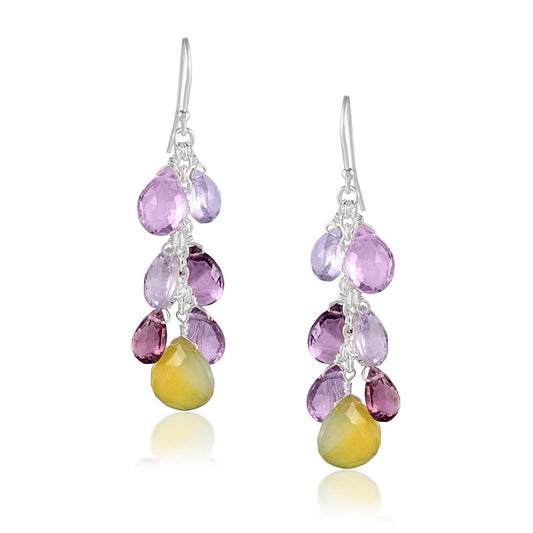 Buy Vallaki Hip Hop Party Purple Sea Glass Earring Water Drop Multicolor Statement Earrings Dangle Fall Color Earring Elegant Gift For Women