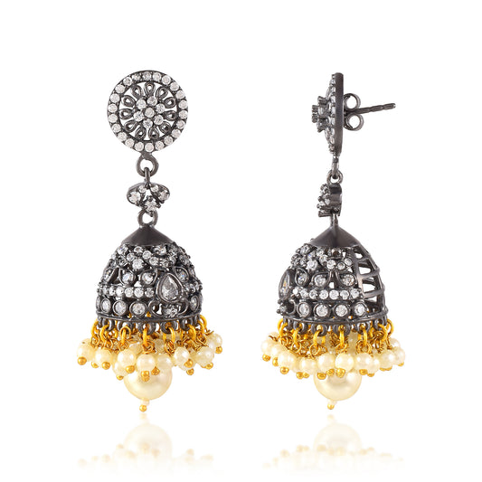 Jhumka Diamond Gold Earrings Indian Jewelry Earrings Punjabi Jewelry Bollywood Jhumka Earrings Diamond Crystal Jewelry Desi