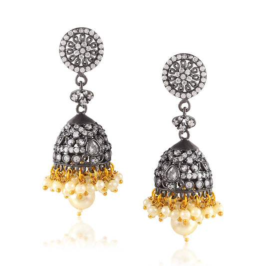 Jhumka Diamond Gold Earrings Indian Jewelry Earrings Punjabi Jewelry Bollywood Jhumka Earrings Diamond Crystal Jewelry Desi