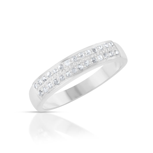 Rose Gold Double Row Round Ring Band With 14K Gold