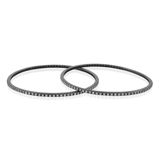 MINIMAL OXIDIZED Polish Festive Bangle in Pave Diamond 925 Silver Daily Wear Sterling Vermeil Bangles Vintage Gold And Silver Oval Stackers