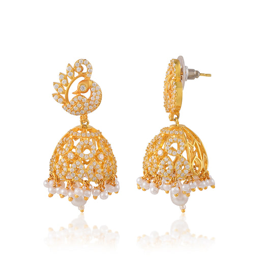 Buy Vallaki Bollywood Chandelier Gold Plated 925 Silver Cz Jhumka Earrings Indian Jewelry Statement Handmade Gifting Jewelry Peacock Earring.