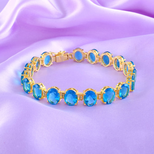 Elegant Silver Tennis Bracelet Adorned with AAA Grade Hydro Stones