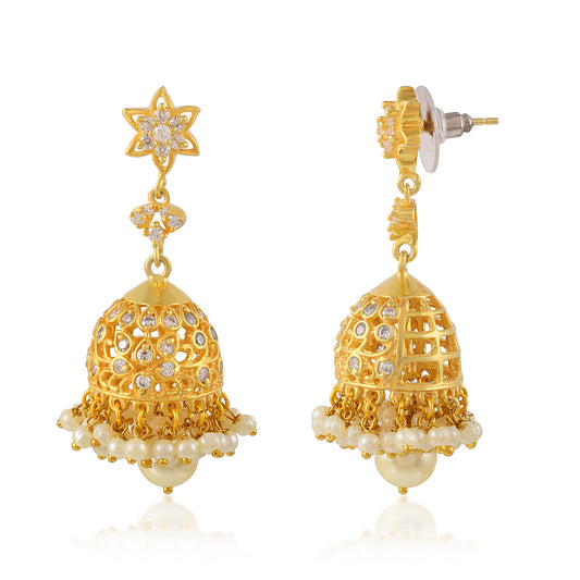 Buy Victorian Style Crystal Cubic Zirconia Pearl 925 Sterling Silver With Stunning Black Rhodium With Pearl Moti Hanging Handmade Jewelry Minimalist Jewelry