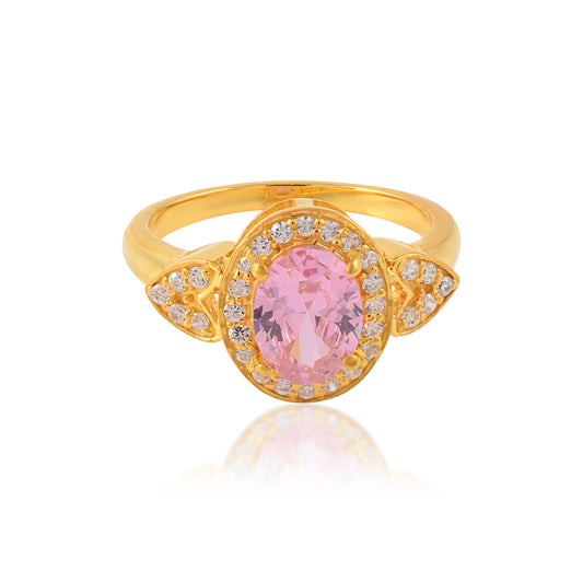 VALLAKI Cute Fushia Pink CZ Stone Engagement Ring Solitaire Ring Gift for her Best ring for Gifting Daily Office wear Ring in 925 Silver