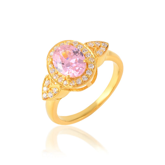 VALLAKI Cute Fushia Pink CZ Stone Engagement Ring Solitaire Ring Gift for her Best ring for Gifting Daily Office wear Ring in 925 Silver