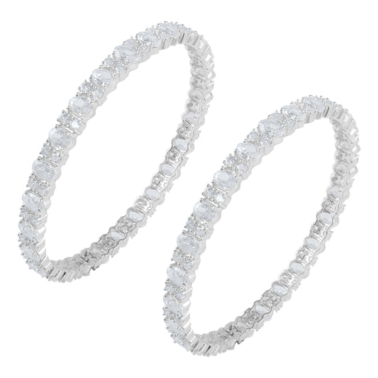 Stunning Silver Bangle Pair with AAA Grade Hydro Stone Embellishments