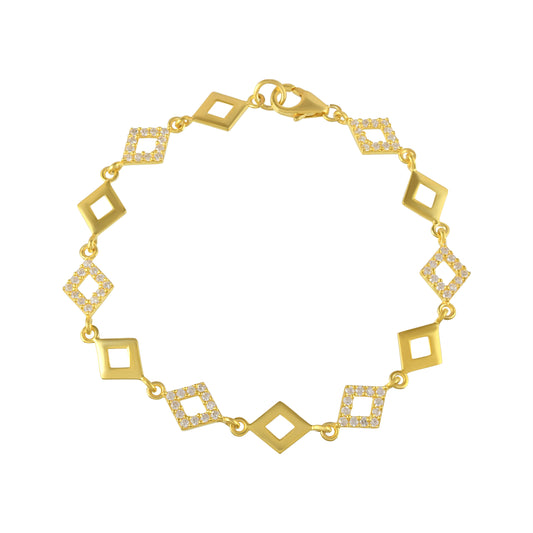 Elegant Silver Chain Bracelet Adorned with AAA Grade Hydro Stones