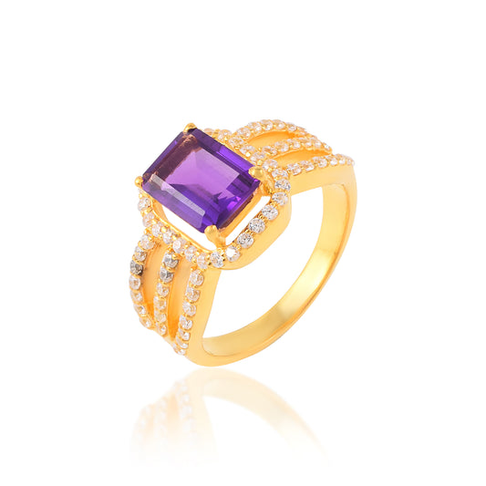 Bold Statement Handmade Engagement Anniversary Ring in 925 Silver with CZ Stone 14k Gold filled