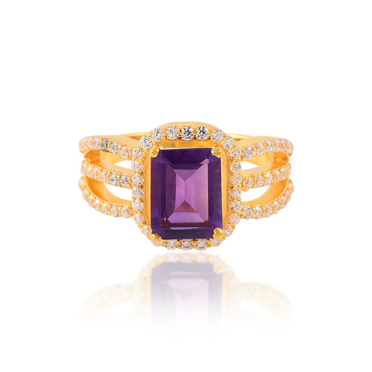 Bold Statement Handmade Engagement Anniversary Ring in 925 Silver with CZ Stone 14k Gold filled