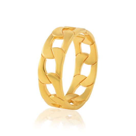 VALLAKI Solid Eternity Ring Band in 925 silver with 14k Gold filled Bold statemnt ring