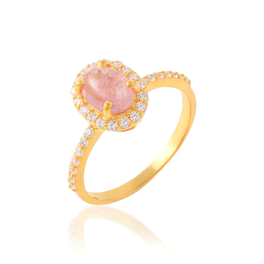 Single Strand in Stunning Pink Oval CZ Stone in 14k Gold 925 Sterling Silver Perfect Rings for Women Wedding Anniversary Gift her