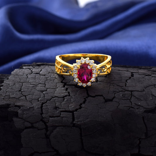 Solitaire Ring Full Ring Covered CZ Stone in 925 Silver Solid Filled with 14k Gold