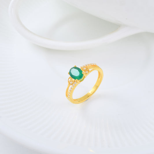 Solitaire Ring Full Ring Covered CZ Stone in 925 Silver Solid Filled with 14k Gold