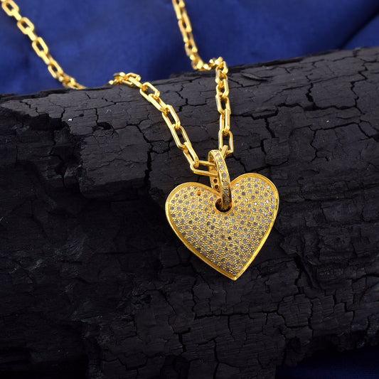 Heart Necklace 14K Solid Gold Pave Diamond Heart Necklace Natural Diamond Gold Heart Necklace Birthday Gift Anniversary Gift