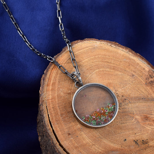 Shaker Pendant With Multi color Gemstone Inside 925 Sterling Silver 14k Gold Plated Shaker Necklace Hip Hop Style Jewelry