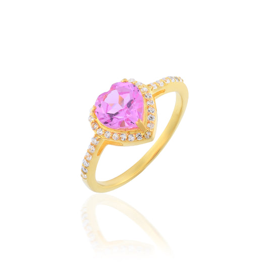 Purple Natural Amethyst Heart Classic Promise Ring