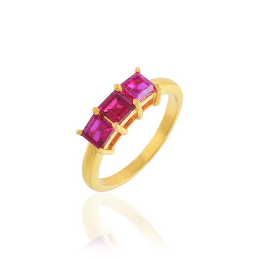 Sterling Silver Gold-Plated Rhyno Gemstone Unique Promise Ring