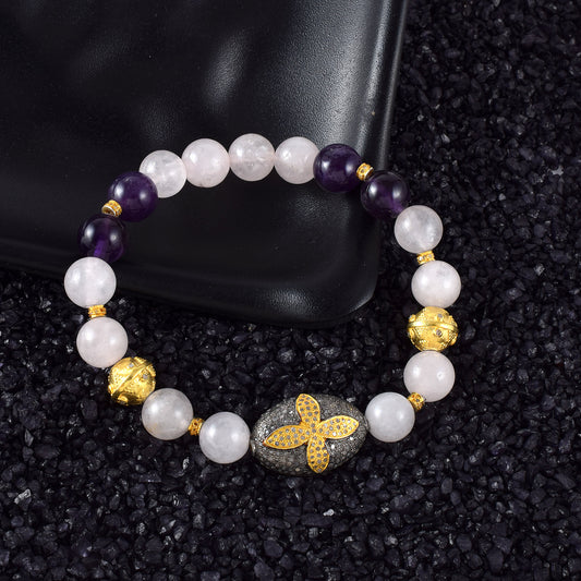 Vallaki trendy Agate Howlite Energized Amethyst Bracelet Emotional Energy Healing Crystals 8mm Balance Bracelet Love Grounding Forgiveness Calming Bracelet