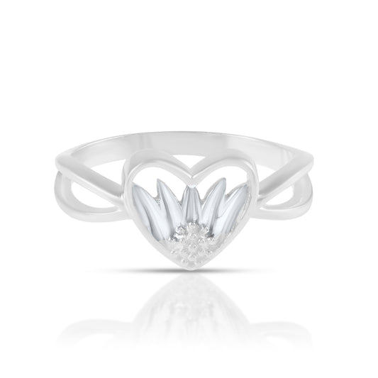 Heart Shaped Sterling Silver 14K Gold Rhyno Stone Ring