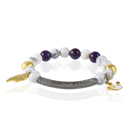 Vallaki trendy Agate Howlite Energized Amethyst Bracelet Emotional Energy Healing Crystals 8mm Balance Bracelet Love Grounding Forgiveness Calming Bracelet