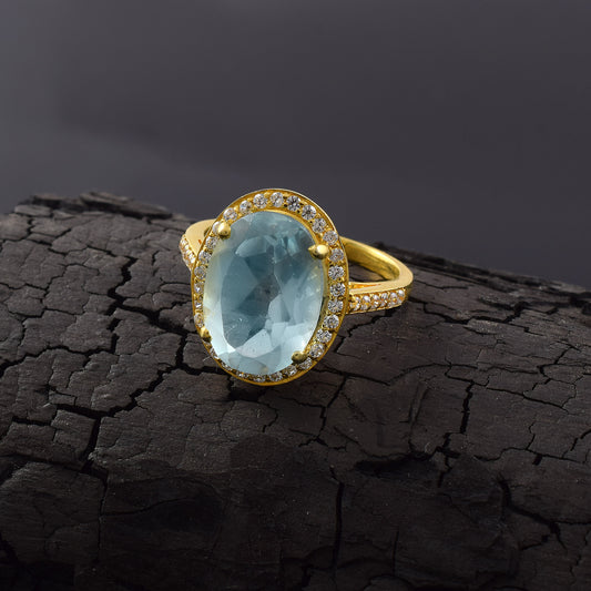 Big Oval CZ Stone in 925 Sterling Silver with 14k Gold Perfect Promise Rings for Women Wedding Anniversary Gift Silver Filled Solid Ring