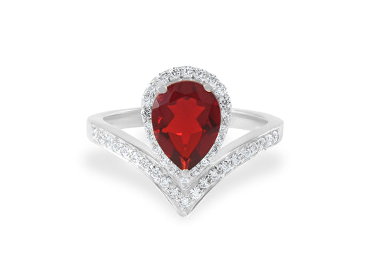 Natural Vintage Teardrop Cut Silver 14K Gold Engagement Ring