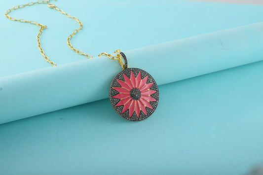 Stunning 925 Sterling Silver Black Rhodium Pendant with Pave Diamond Embellishments