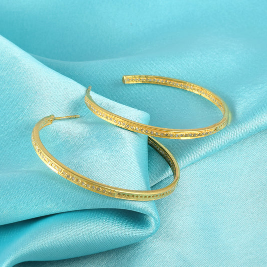 Handmade Bali Hoop Earrings in 18K Gold-Filled with Pave Diamond Accents