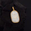 One of a Kind Pave Diamond Carved Mother of Pearl Lady Cameo handmade 14k Yellow Gold Long Pendant in 925 Sterling Silver Gold Dipped Vintage Collection