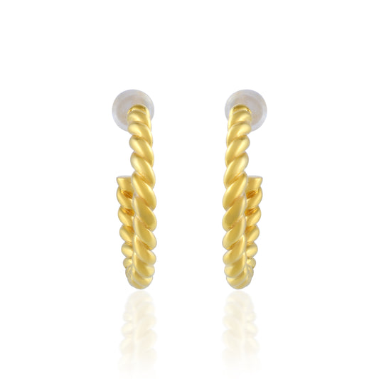 Open Hoop Earrings in 14K Gold-Plated Silver with Dazzling Matte Finish