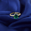 Green Pear Created Emerald With Gold Plated Promise Ring