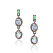 One-Of-A-Kind Natural Moonstone Layered Handmade Dangle Earrings In 925 Silver With Pave Diamond