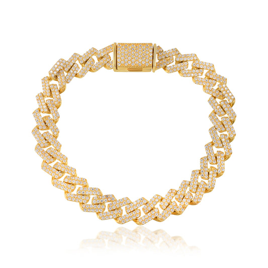 18k Gold Iced Men's Out Diamond Link Bracelet
