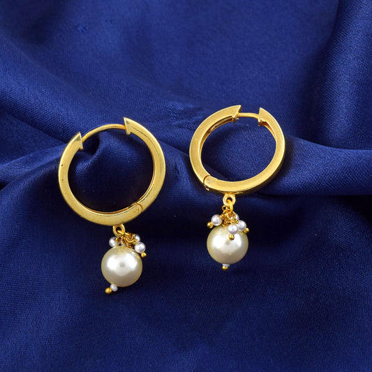 Handmade Bali Hoop Earrings in 18K Gold-Filled with Rhyno Stone