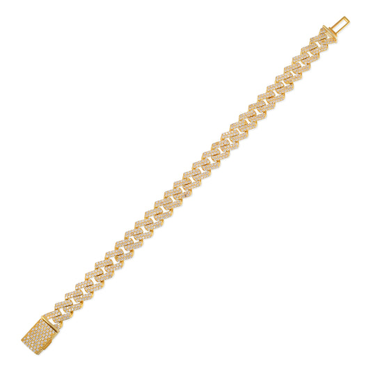 18k Gold Iced Men's Out Diamond Link Bracelet
